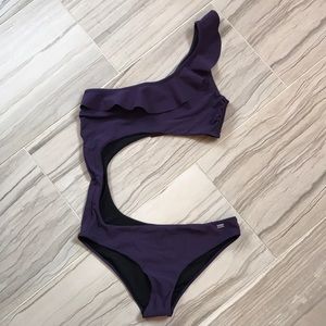 Emporio Armani purple cutout one piece NWT